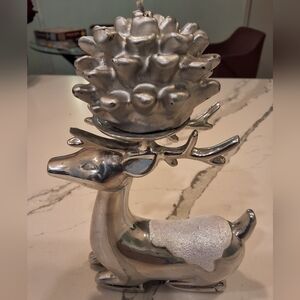 Silver Reindeer Candle Holder